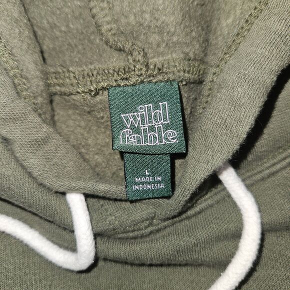 WILD FABLE Green Cropped Sweatshirt Hoodie Women's LARGE (fits S, M also) - Picture 3 of 6